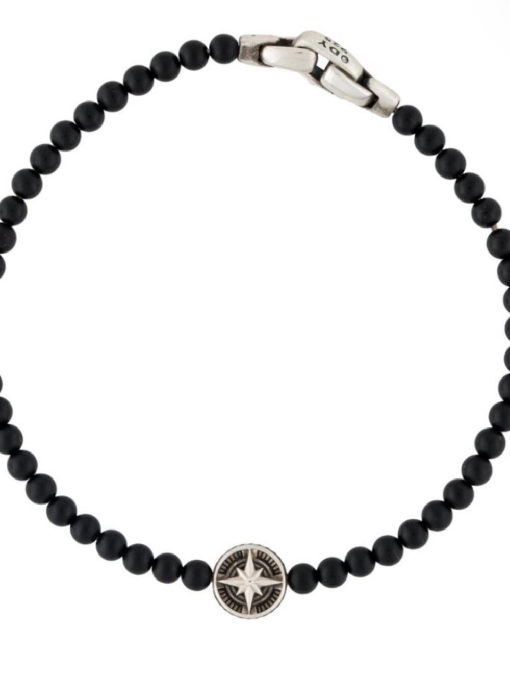 DAVID YURMAN STERLING SILVER 925 ONYX SPIRITUAL BEADS COMPASS STATION BRACELET